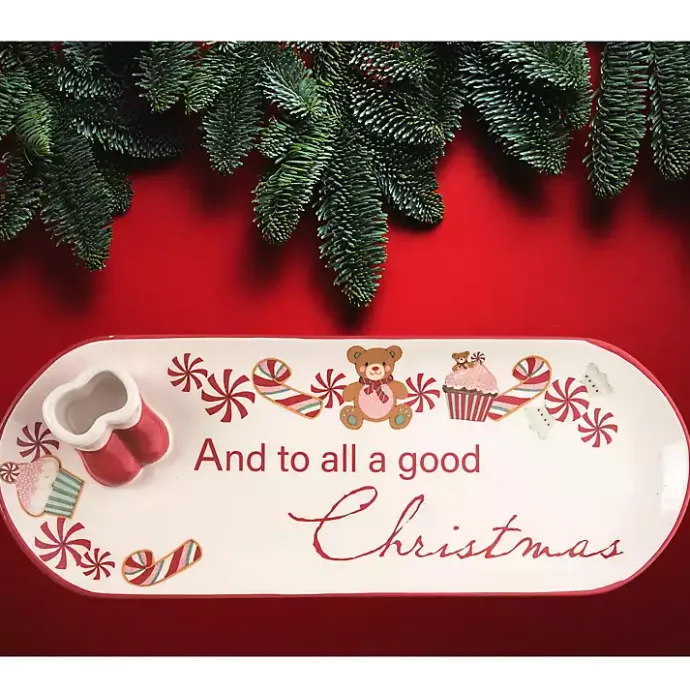 Sale Kirklands Home Ceramic Santa Boots Christmas Serving Tray