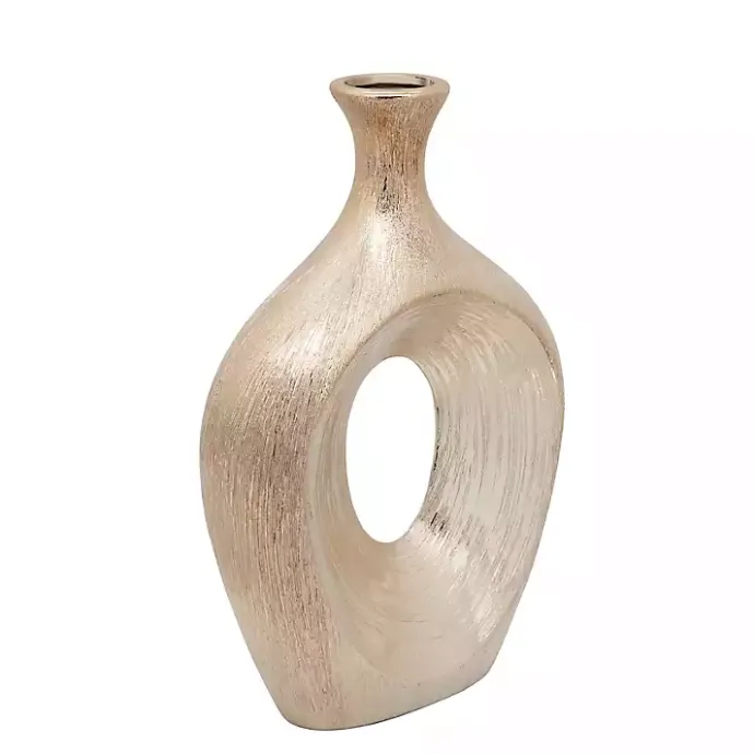 Outlet Kirklands Home Champagne Ceramic Cut-Out Vase, 13 in. Gold