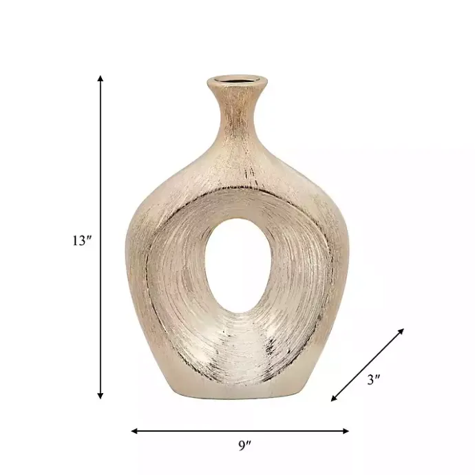 Outlet Kirklands Home Champagne Ceramic Cut-Out Vase, 13 in. Gold