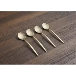 New Kirklands Home Champagne Satin 4-pc. Demitasse Spoon Set Gold