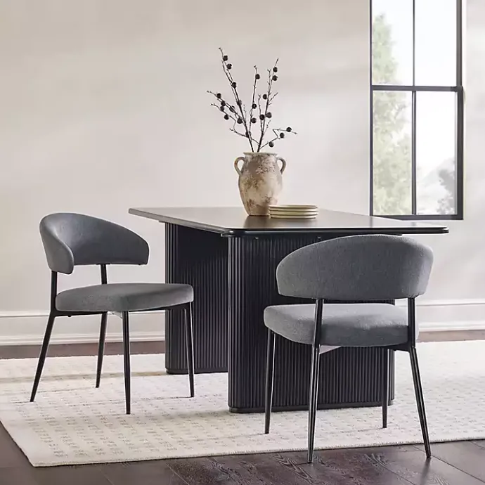 Outlet Kirklands Home Charcoal and Black Curved Dining Chairs, Set of 2 Gray