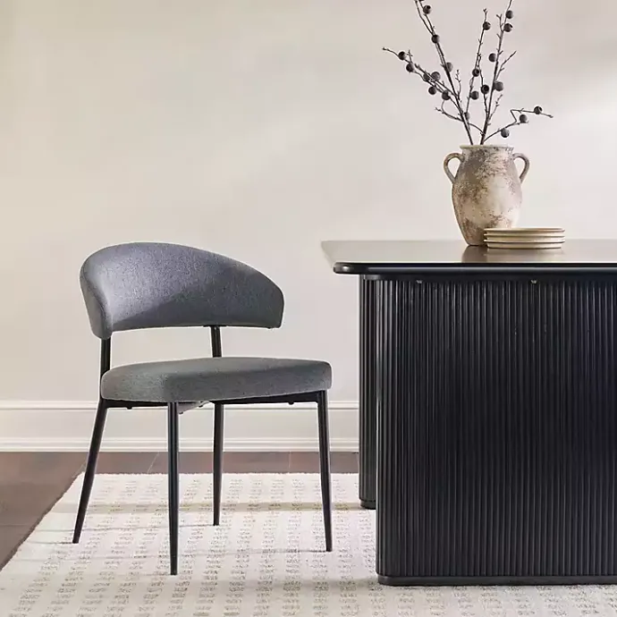 Outlet Kirklands Home Charcoal and Black Curved Dining Chairs, Set of 2 Gray