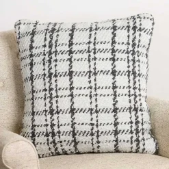 Sale Kirklands Home Charcoal and White Boucle Plaid Pillow