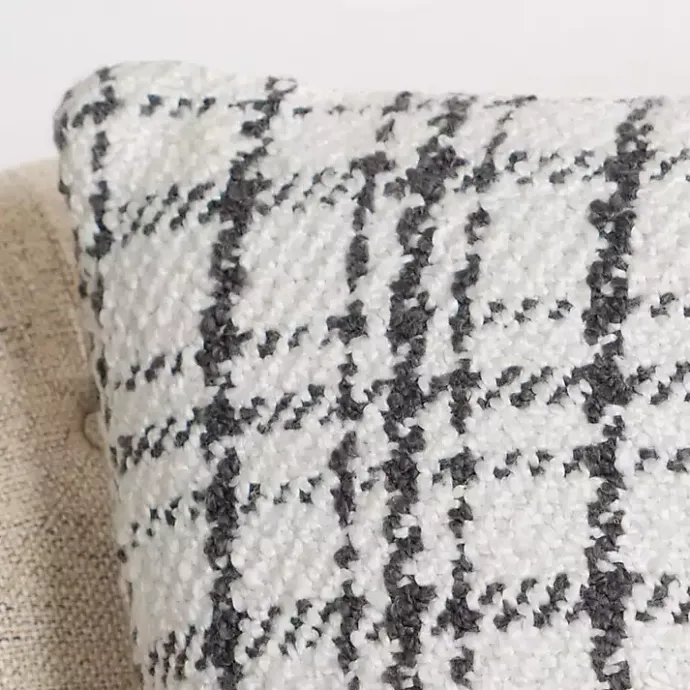 Sale Kirklands Home Charcoal and White Boucle Plaid Pillow