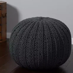 Best Kirklands Home Charcoal Cable Knit Pouf Gray