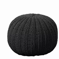 Best Kirklands Home Charcoal Cable Knit Pouf Gray