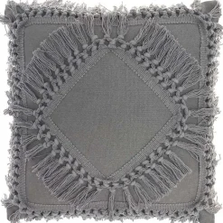 Hot Kirklands Home Charcoal Diamond Fringe Throw Pillow Gray