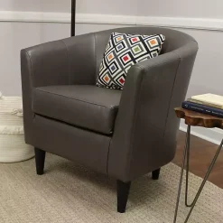 Clearance Kirklands Home Charcoal Faux Leather Winslow Accent Chair Gray