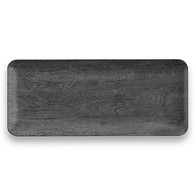 New Kirklands Home Charcoal Faux Wood Melamine Serving Tray Gray