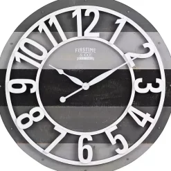 Kirklands Home Charcoal and White Plank Wall Clock Gray