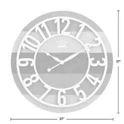 Kirklands Home Charcoal and White Plank Wall Clock Gray