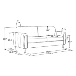 Kirklands Home Charcoal Lyon Sofa Gray