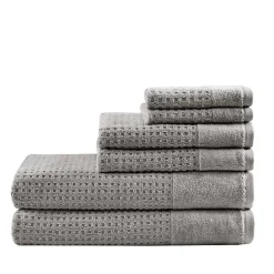 Discount Kirklands Home Charcoal 6-pc. Waffle Cotton Bath Towel Set Gray