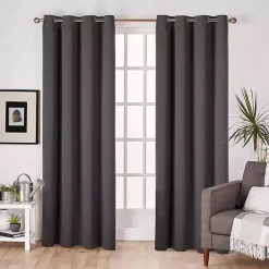 Best Kirklands Home Charcoal Sateen Curtain Panel Set, 96 in. Gray