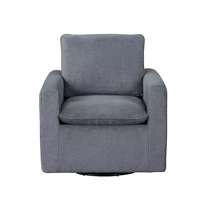 Hot Kirklands Home Charcoal Sherpa Peri Swivel Armchair Gray