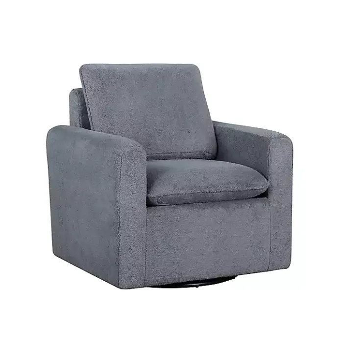 Hot Kirklands Home Charcoal Sherpa Peri Swivel Armchair Gray