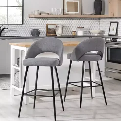 Sale Kirklands Home Charcoal Upholstered Charli Bar Stools, Set of 2 Gray