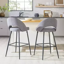 Sale Kirklands Home Charcoal Upholstered Charli Bar Stools, Set of 2 Gray