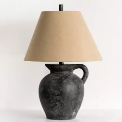 Best Kirklands Home Charcoal Vase Table Lamp Tan