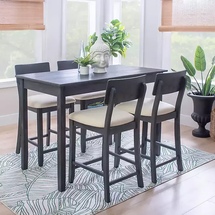 Outlet Kirklands Home Charcoal Wood Upholstered 5-pc. Dining Set Gray