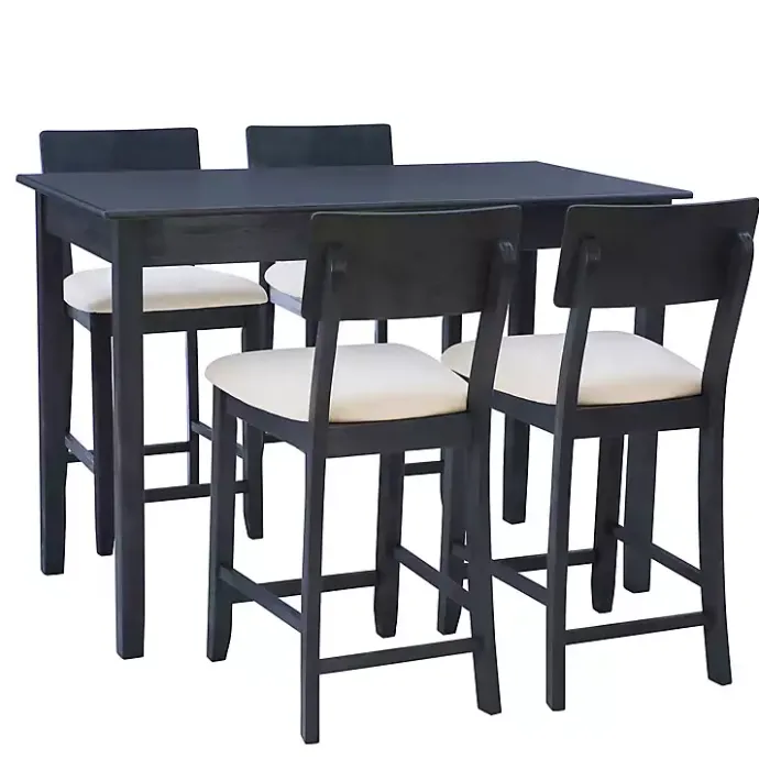 Outlet Kirklands Home Charcoal Wood Upholstered 5-pc. Dining Set Gray