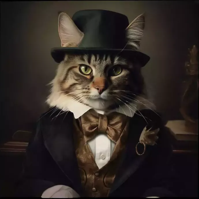 Outlet Kirklands Home Charming Victorian Cat Framed Canvas Art Print