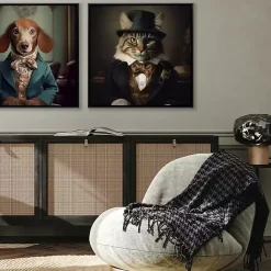 Outlet Kirklands Home Charming Victorian Cat Framed Canvas Art Print