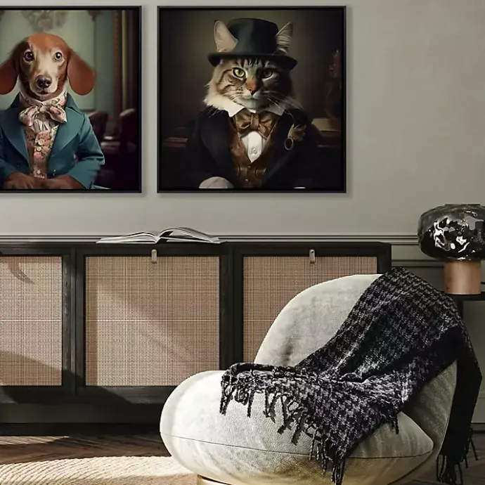 Outlet Kirklands Home Charming Victorian Cat Framed Canvas Art Print