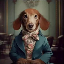 New Kirklands Home Charming Victorian Dog Framed Canvas Art Print