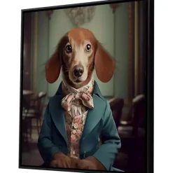 New Kirklands Home Charming Victorian Dog Framed Canvas Art Print