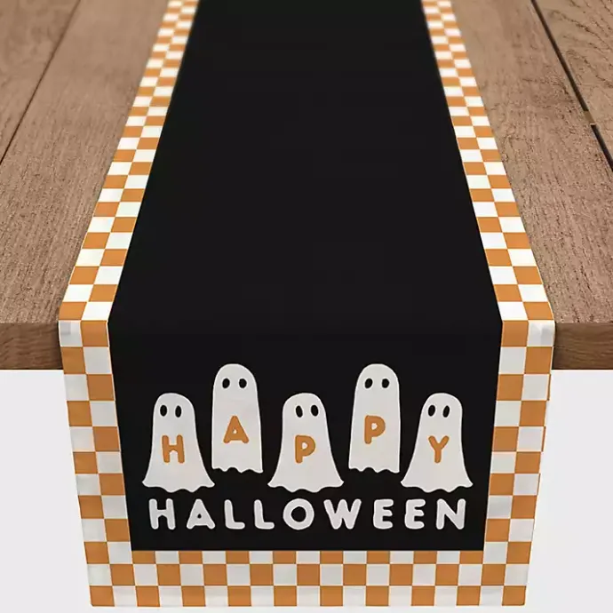 Sale Kirklands Home Checker Happy Halloween Ghost Table Runner, 72 in.