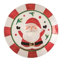 Hot Kirklands Home Cheerful Santa Glass Serving Platter