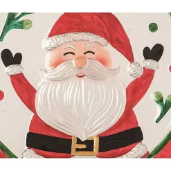 Hot Kirklands Home Cheerful Santa Glass Serving Platter