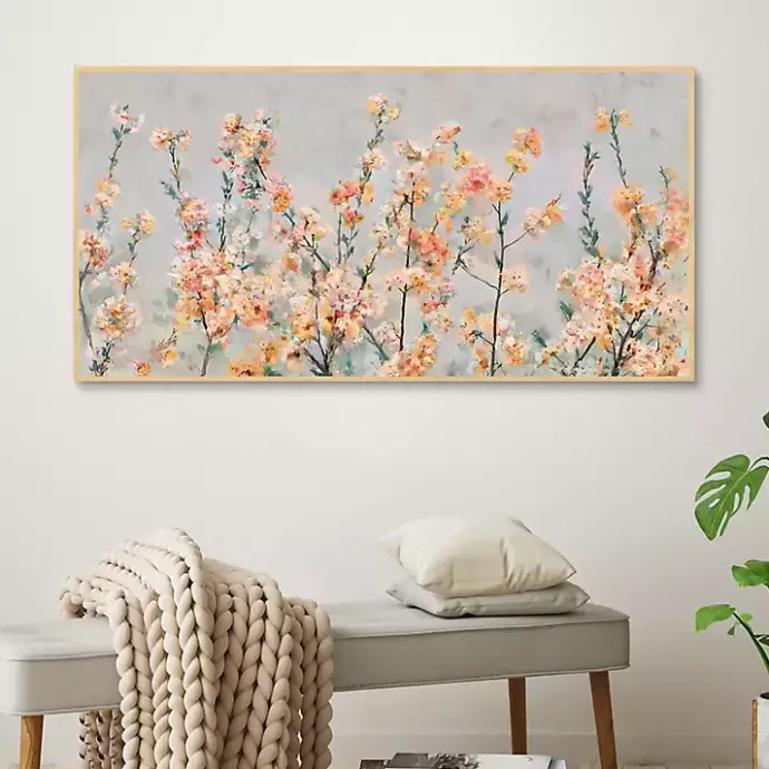 New Kirklands Home Cherry Blossom Blooms Birch Framed Canvas Print