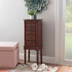 Hot Kirklands Home Cherry 5-Drawer Ollie Petite Jewelry Armoire Brown