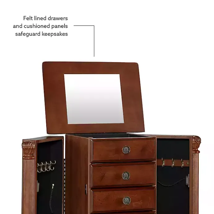 Hot Kirklands Home Cherry 5-Drawer Ollie Petite Jewelry Armoire Brown