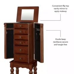 Hot Kirklands Home Cherry 5-Drawer Ollie Petite Jewelry Armoire Brown