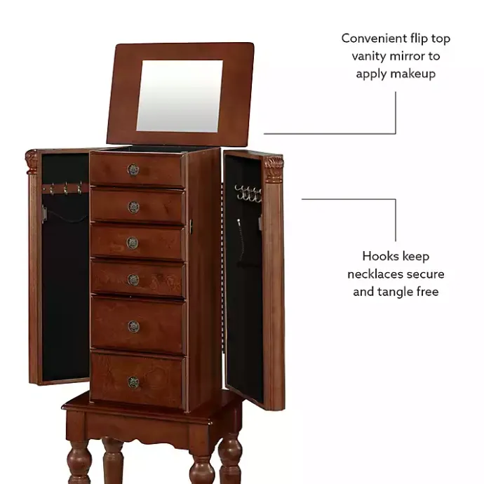 Hot Kirklands Home Cherry 5-Drawer Ollie Petite Jewelry Armoire Brown