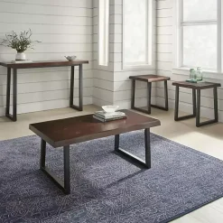 Clearance Kirklands Home Cherry Live Edge Wood Coffee Table Black