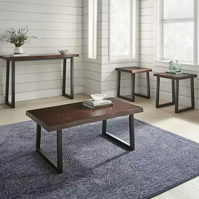 Clearance Kirklands Home Cherry Live Edge Wood Coffee Table Black