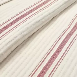 New Kirklands Home Cherry Red Pick Stitch Stripe Queen Quilt