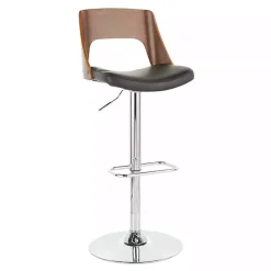 Discount Kirklands Home Cherry Wood and Leather Swivel Bar Stool Black