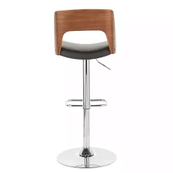 Discount Kirklands Home Cherry Wood and Leather Swivel Bar Stool Black