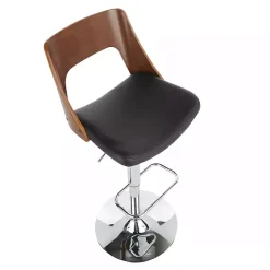 Discount Kirklands Home Cherry Wood and Leather Swivel Bar Stool Black