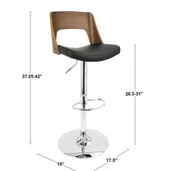 Discount Kirklands Home Cherry Wood and Leather Swivel Bar Stool Black