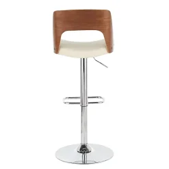 Outlet Kirklands Home Cherry Wood and Leather Swivel Bar Stool Ivory
