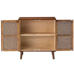 Online Kirklands Home Cherry Wood Frame Rattan Front Cabinet Brown