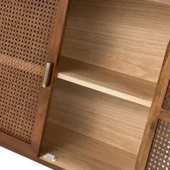 Online Kirklands Home Cherry Wood Frame Rattan Front Cabinet Brown