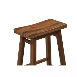 New Kirklands Home Chestnut Wire Brush Saddle Bar Stools, Set of 2 Brown