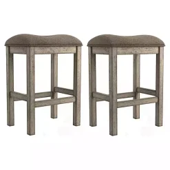 Kirklands Home Chestnut Wood Upholstered Counter Stools, Set of 2 Brown